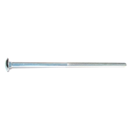 Midwest Fastener Carriage Bolt, Square Neck, 16 (Coarse), 10 in L, Steel, Zinc Plated, 25 PK 01116